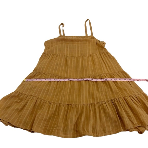 Old Navy Coin Toss Brown Striped Tiered Swing Dress, Petite Size Medium - Picture 9 of 12